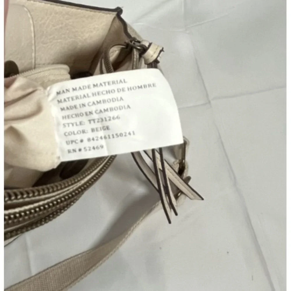 Crossbody‎  Bag Beige Faux Leather